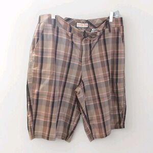 JAMAICA BAY Multicolor Plaid Zip Fly Pockets‎ Stretch Shorts Women's Size 14